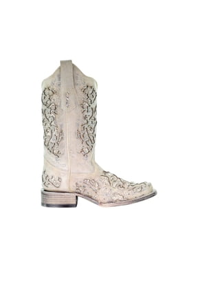 Womens Glitter Studded Tooled Inlay Square Toe Cowboy Mid Cal