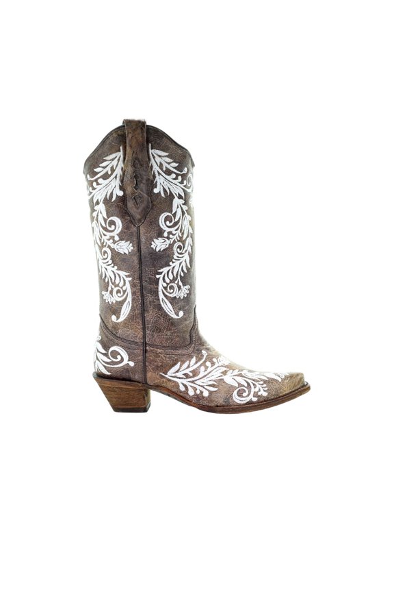 Womens Glow In The Dark Embroidered Snip Toe Cowboy Mid Calf