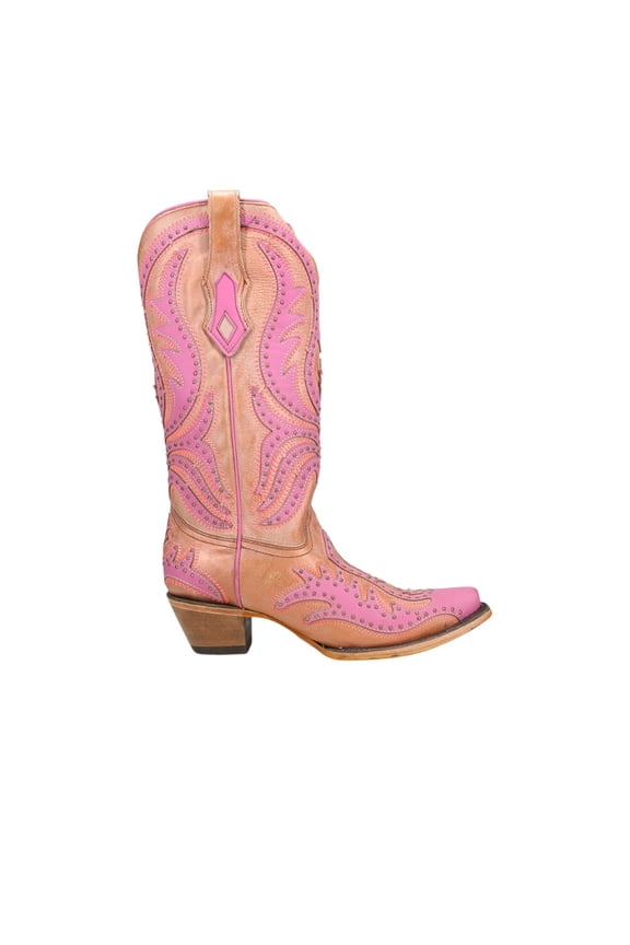Womens Glow In The Dark Embroidered Snip Toe Cowboy  Mid Calf