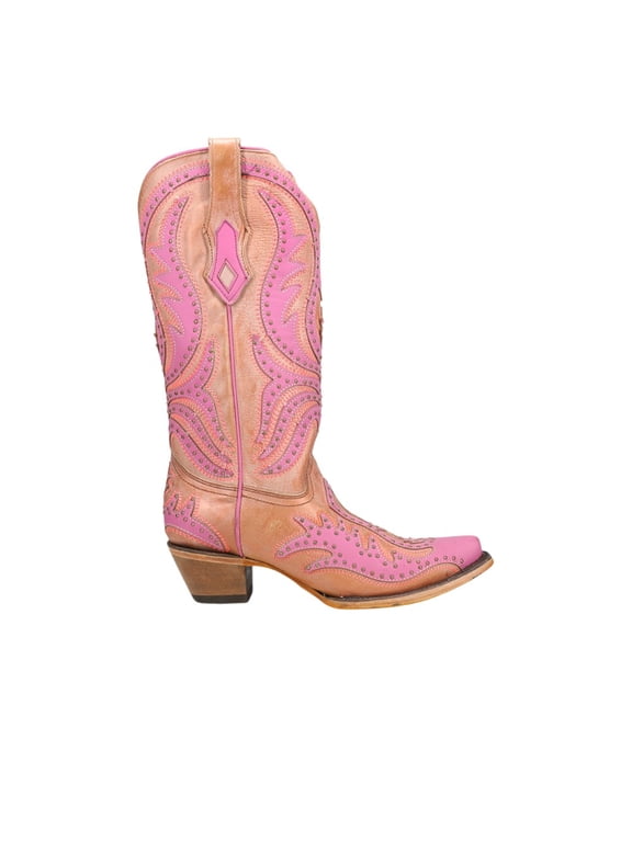 Womens Glow In The Dark Embroidered Snip Toe Cowboy Mid Calf