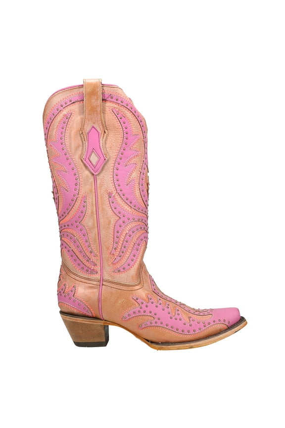 Womens Glow In The Dark Embroidered Snip Toe Cowboy Mid Calf