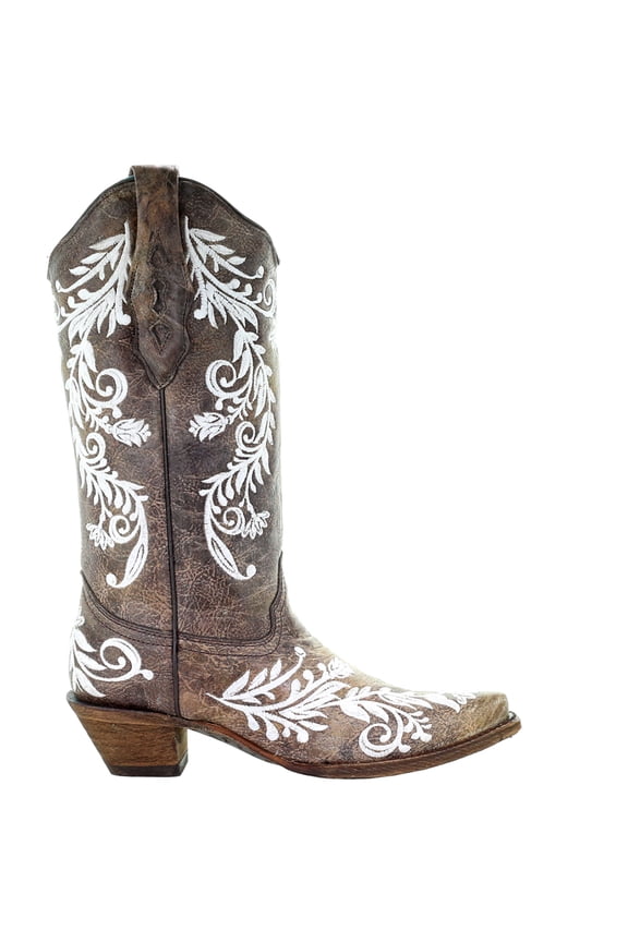 Womens Glow In The Dark Embroidered Snip Toe Cowboy Mid Calf