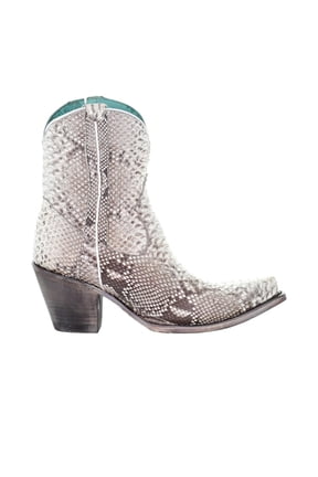 Womens Snakeskin Snip Toe Cowboy Ankle Boots