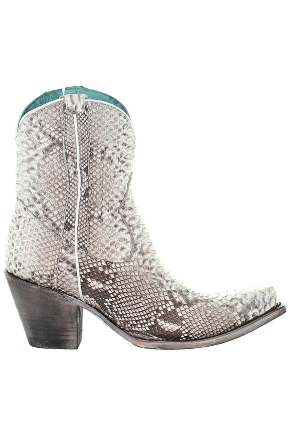 Womens Snakeskin Snip Toe Cowboy  Ankle Boots