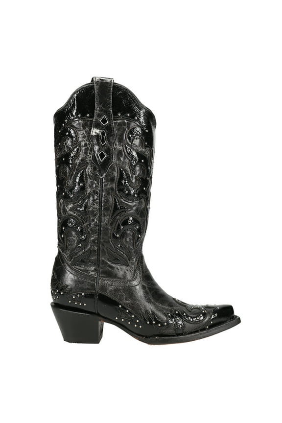 Corral Western Boots Womens Overlay Embroidery Studs 6 M Black Z5128