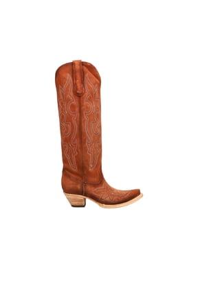 Womens Suede Embroidered Tall Snip Toe Cowboy Tall Boots
