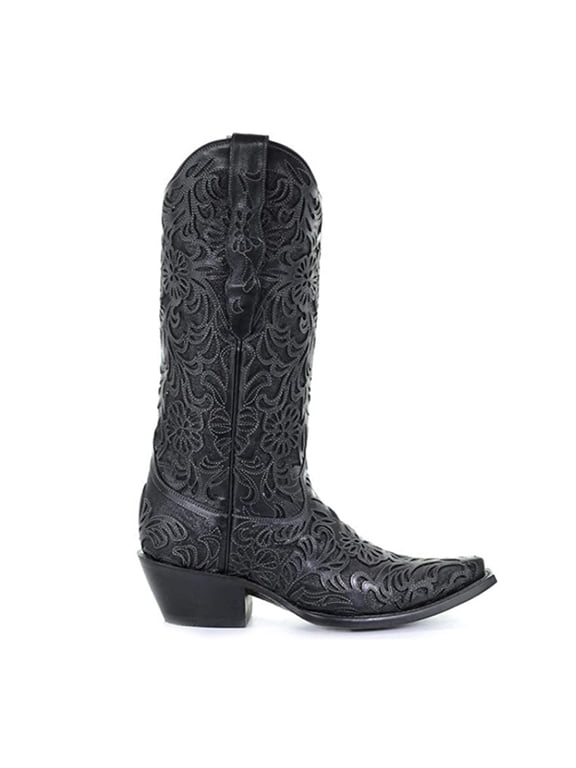 CORRAL Adult Female Full Inlay Snip Toe Boots, Color: Black, Size: 8.5, Width: M (G1417-LD-M-8.5)