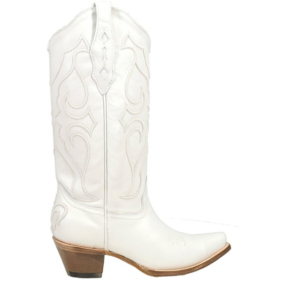 Corral Boots Womens White Embroidered Snip Toe Cowboy Mid Calf Boots