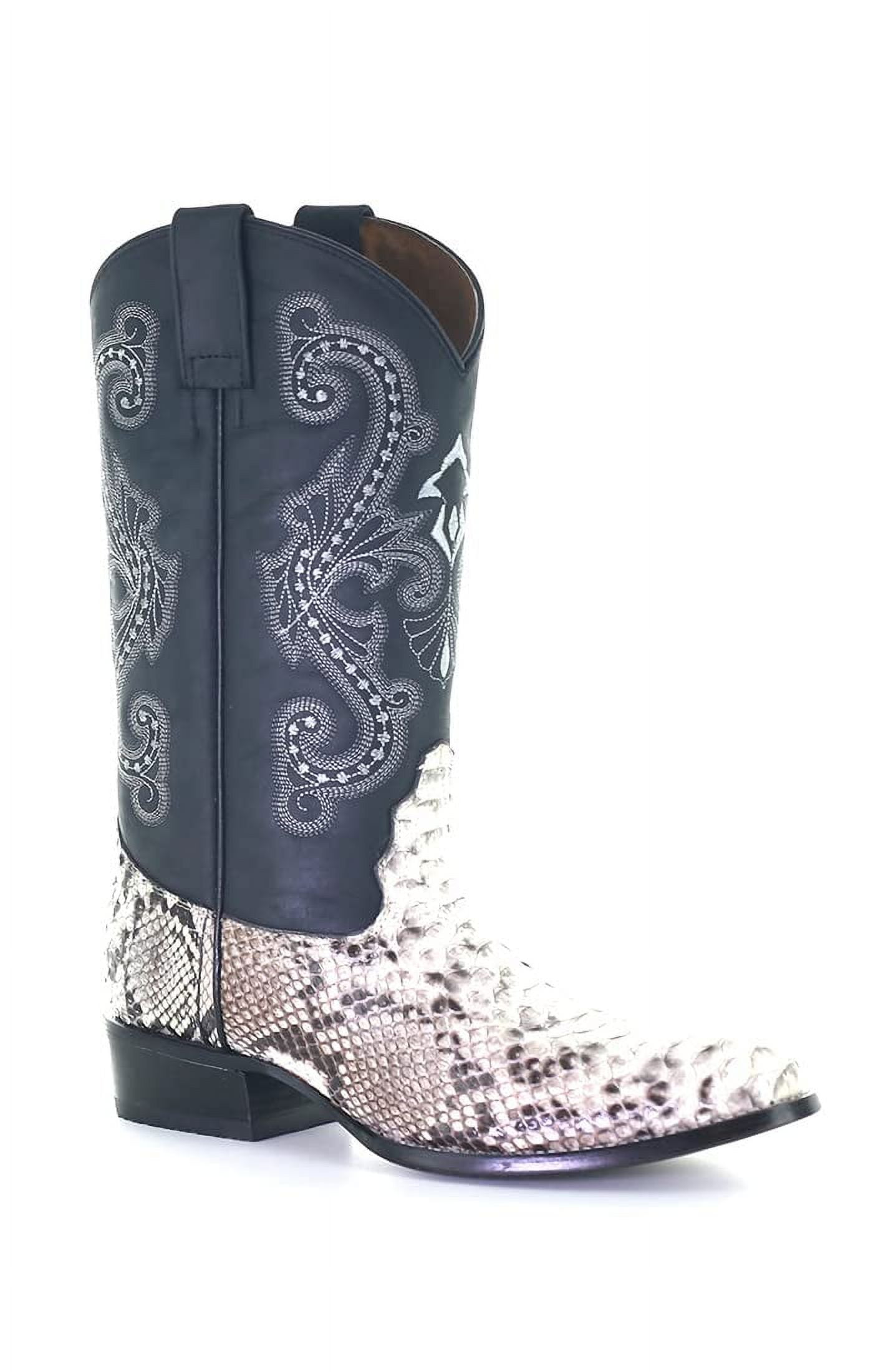 Corral Circle G Men's Natural Black Python Embroidery Square Toe Boots ...