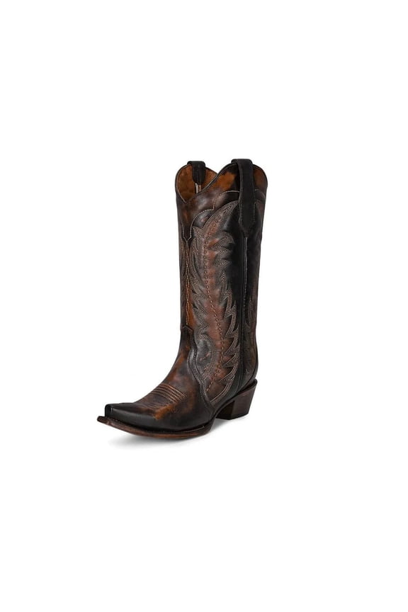 CORRAL Women's Brown/Tan Embroidery and Triad Western Boots, Size: 9, Width: M