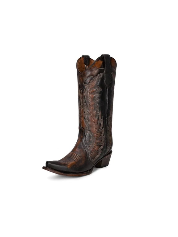CORRAL Women's Brown/Tan Embroidery and Triad Western Boots, Size: 9.5, Width: M