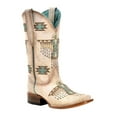 thumbnail image 1 of Corral Ladies Cream  Turquoise Embroidery Square Toe Boots Z5219, 1 of 3