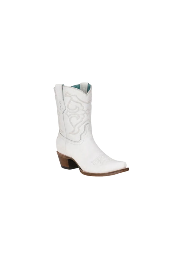 CORRAL Adult Female Embroidery Snip Toe Ankle Boots, Color: White, Size: 10.5, Width: M