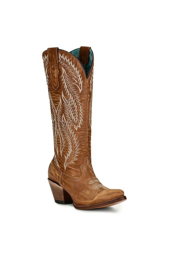 CORRAL Adult Female Golden Embroidery Boots, Color: Brown, Size: 11, Width: M (A4216-M-11)