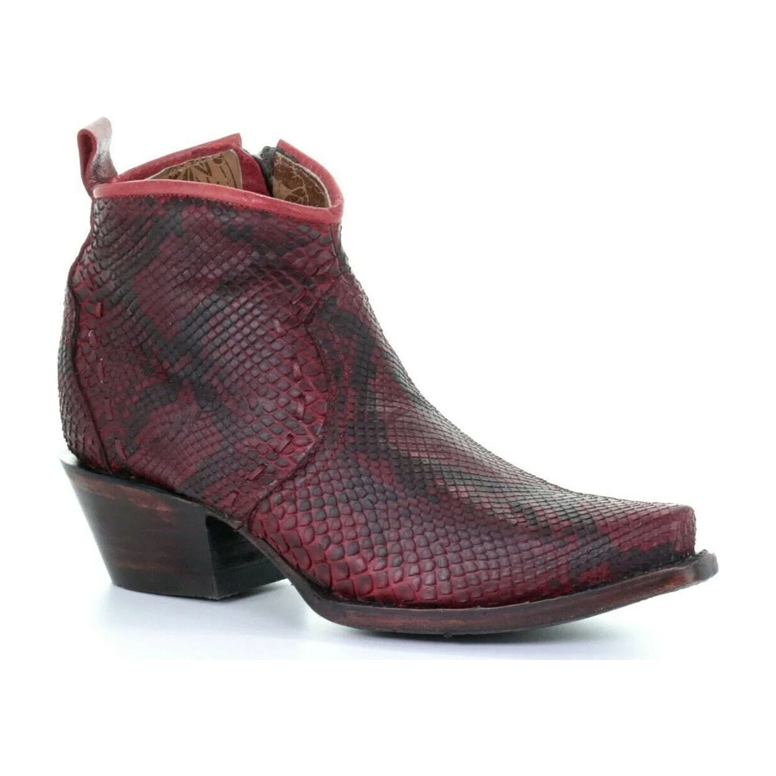 Corral Ladies Red Python Skin Snip Toe Booties A3656 - Walmart.com