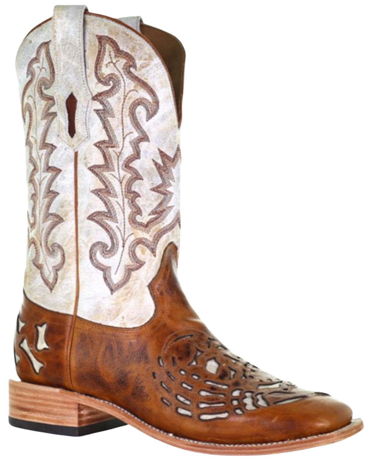 Corral Men s Bone Inlay Western Boot Broad Square Toe Brown 12 D M US Walmart