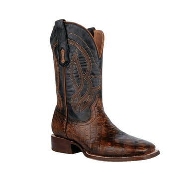 Corral Men's Brown  Black Alligator Embroidered Square Toe Boots A4495