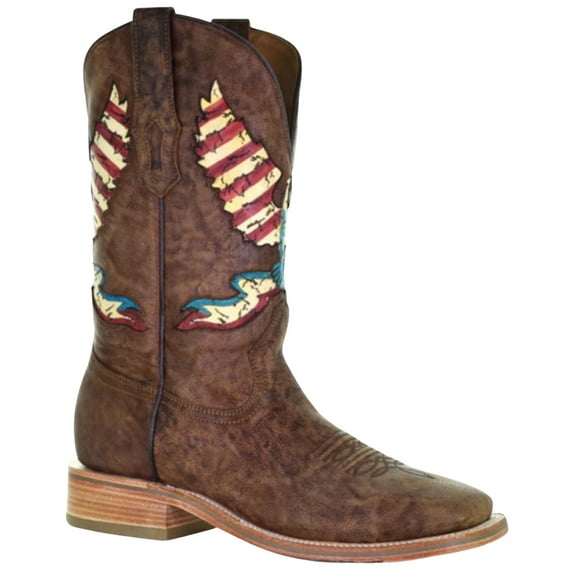 Corral Men's Eagle Inlay Brown Square Toe Boots A4106
