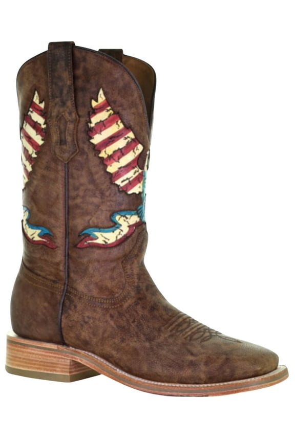 Corral Men's Eagle Inlay Brown Square Toe Boots A4106
