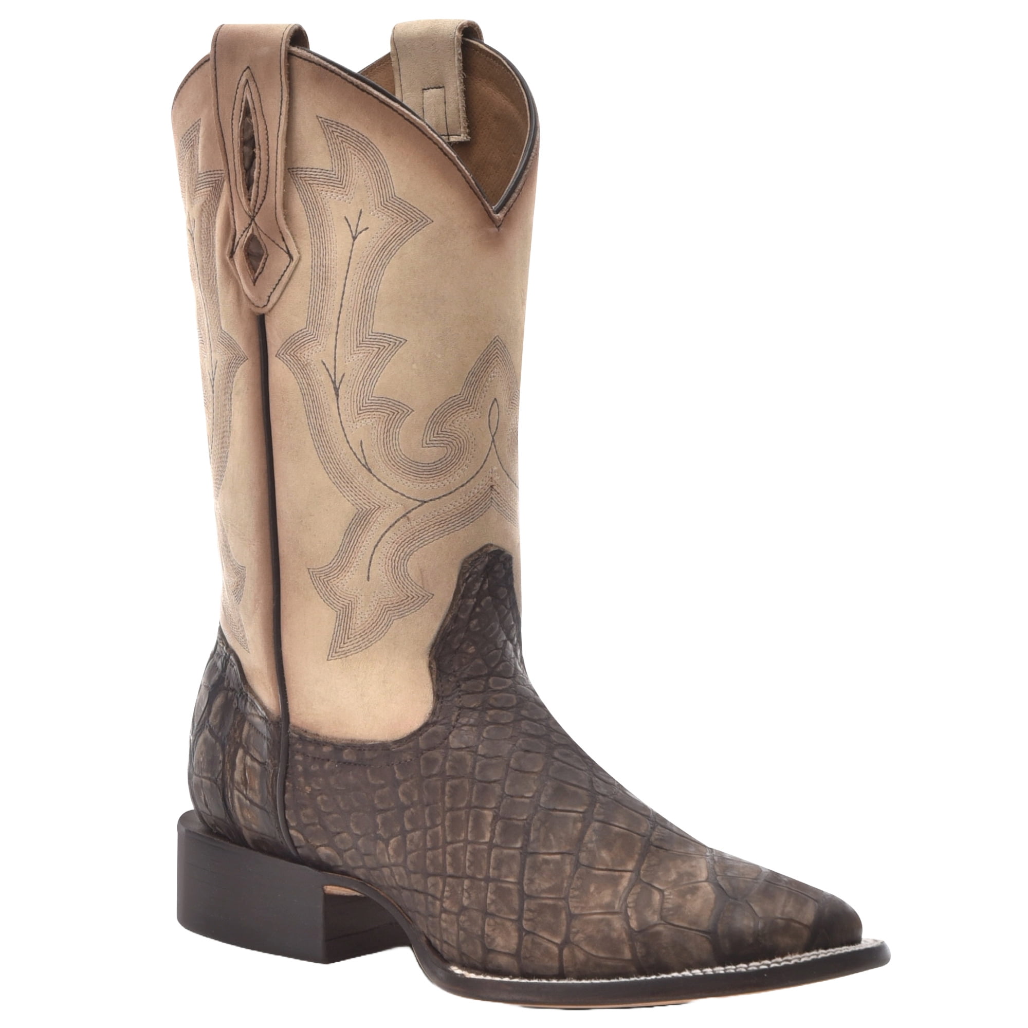Corral Men's Capuchino-Sand Alligator Embroidery Wide Square Toe Boot ...