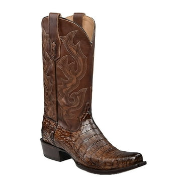 Corral Men's Honey Brown Caiman Embroidery Narrow Square Toe A4552