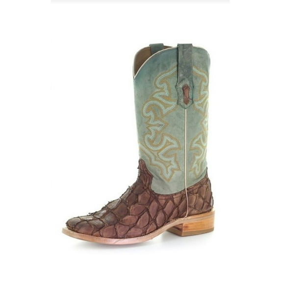 Corral Western Boot Mens Pirarucu Leather Brown Turquoise A4048