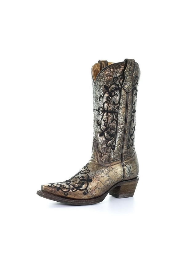 Corral Western Boots Girls Cowboy 10" Shaft Pull On Bronze A3154