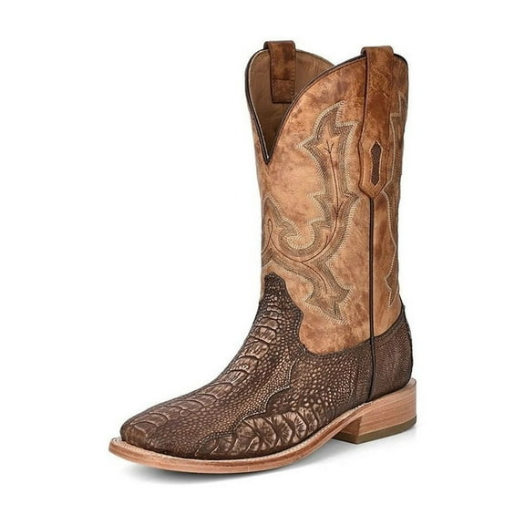 Corral Western Boots Mens 11" Ostrich Leg Embroidery Brown A4289