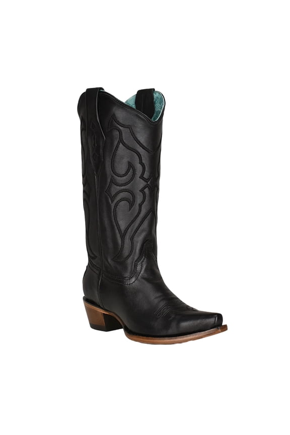 Corral Western Boots Womens 13" Pull On Inlay Leather 10 W Black Z5072