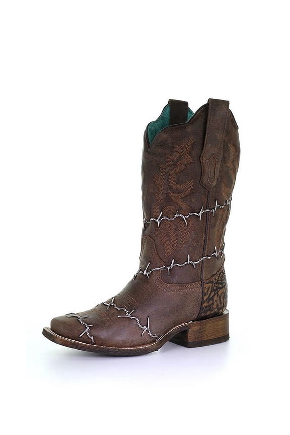 Corral Western Boots Womens Leather Barbed Wire 5 W Brown A3815