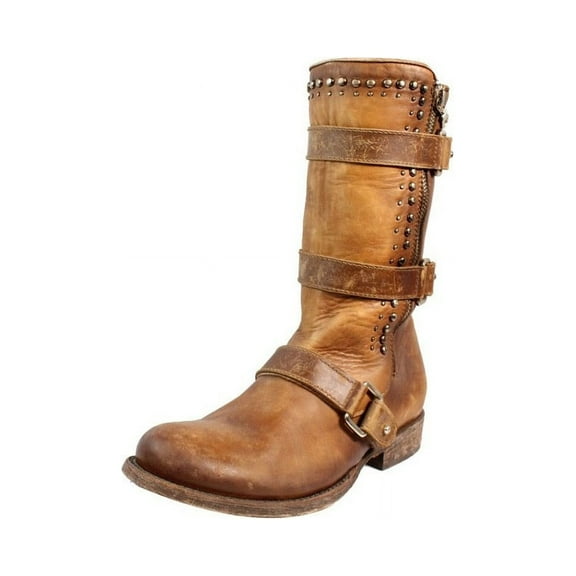 Corral Western Boots Womens Round Harness Buckles 8.5 M Cognac C2966