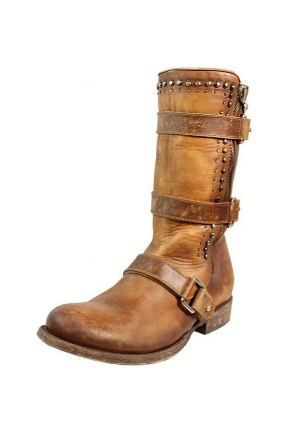 Corral Western Boots Womens Round Harness Buckles 8.5 M Cognac C2966