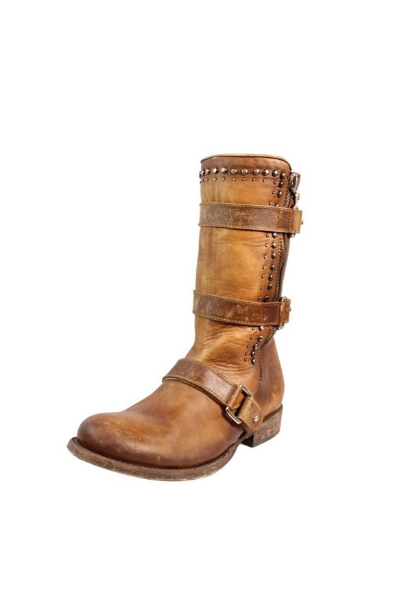 Corral Western Boots Womens Round Harness Buckles 8.5 M Cognac C2966
