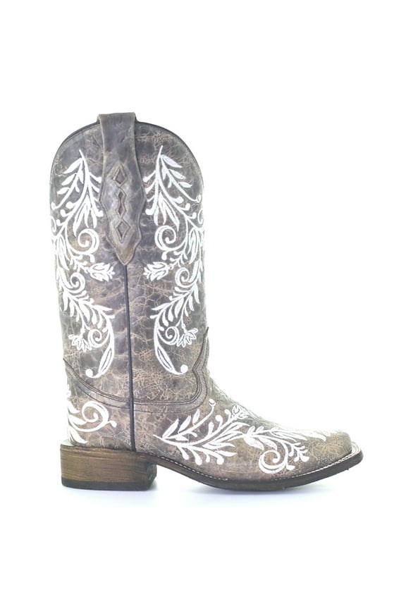Womens Embroidered Snip Toe Cowboy Mid Calf Boots