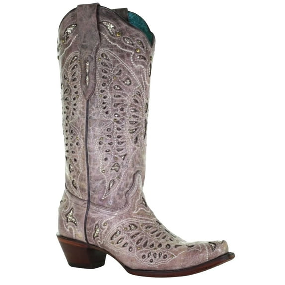 Corral Women's Butterfly Glitter Western Boot Snip Toe - A4088 6 1/2 M US
