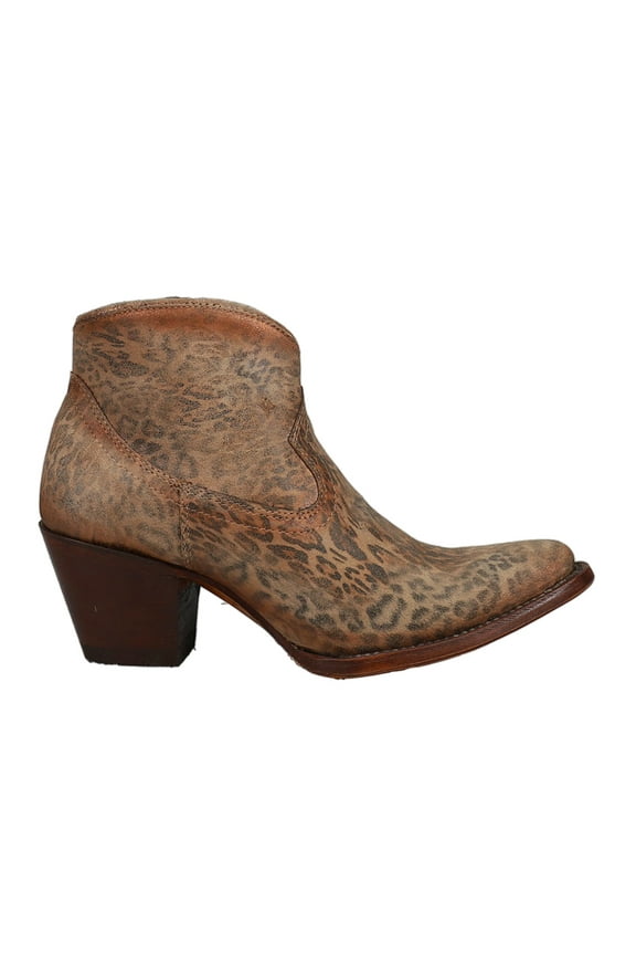 Womens Cheetah Suede Pointed Toe Cowboy Ankle Boots