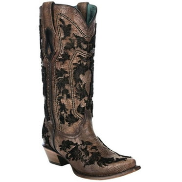 Corral Women's Crackled Bristle Western Boot Snip Toe Cognac 7 M  US