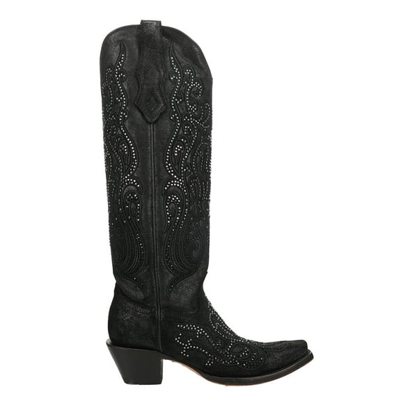 Corral Boots Womens Embroidered Rhinestone Snip Toe Cowboy  Tall Boots