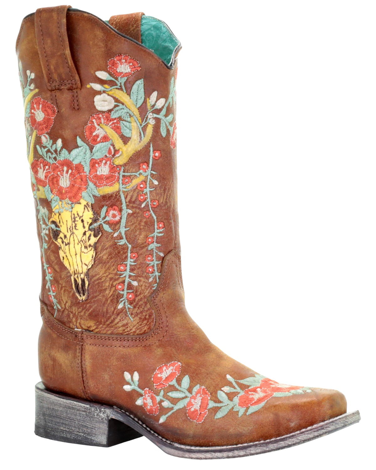 Corral Boots Women's Floral Embroidered Ankle Boots – Snip Toe, Low Heel (1-2"), Casual Chic Style