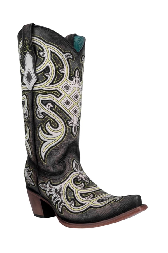 Corral Women's Embroidered Neon Blacklight Western Boot Snip Toe - C4054 8 M US