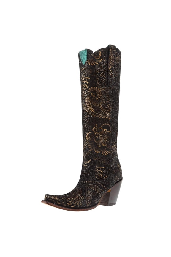 Corral Women's Floral Tall Western Boot Snip Toe - A4481 7 M  US