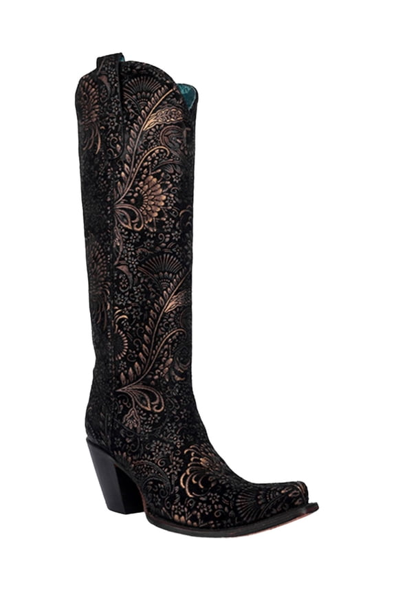 Corral Women's Floral Tall Western Boot Snip Toe - A4481 9 1/2 M US