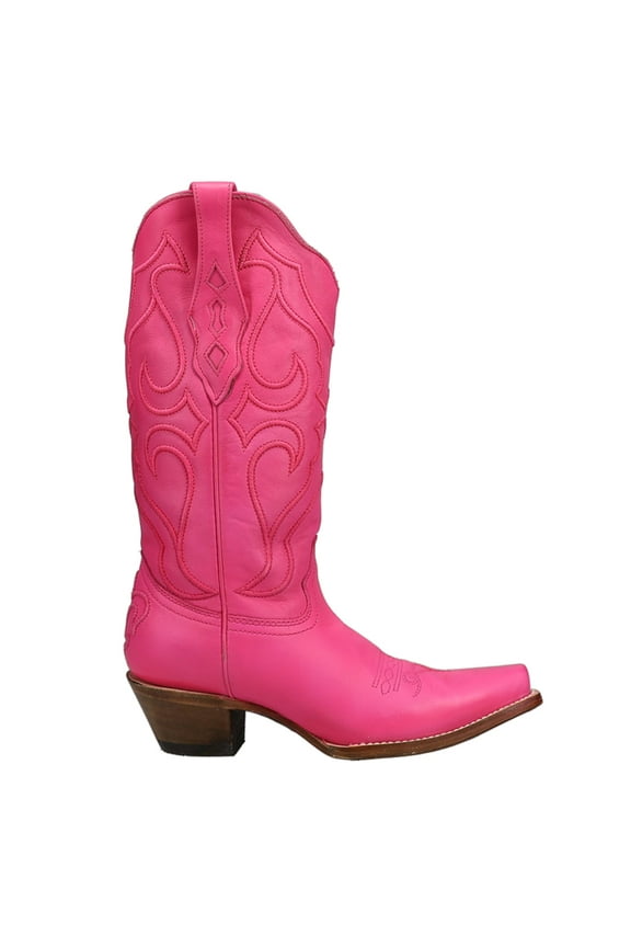 Womens Fuchsia Embroidered Snip Toe Cowboy Mid Calf Western B