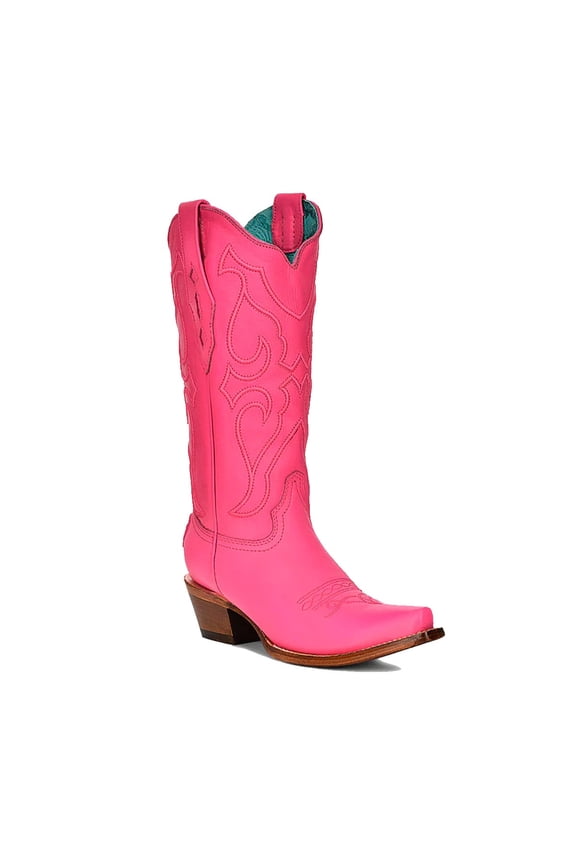 CORRAL Adult Female Fuchsia Embroidery Snip Toe Western Boots, Size: 08, Width: M
