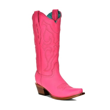 CORRAL Adult Female Fuchsia Embroidery Snip Toe Western Boots, Size: 9.5, Width: M