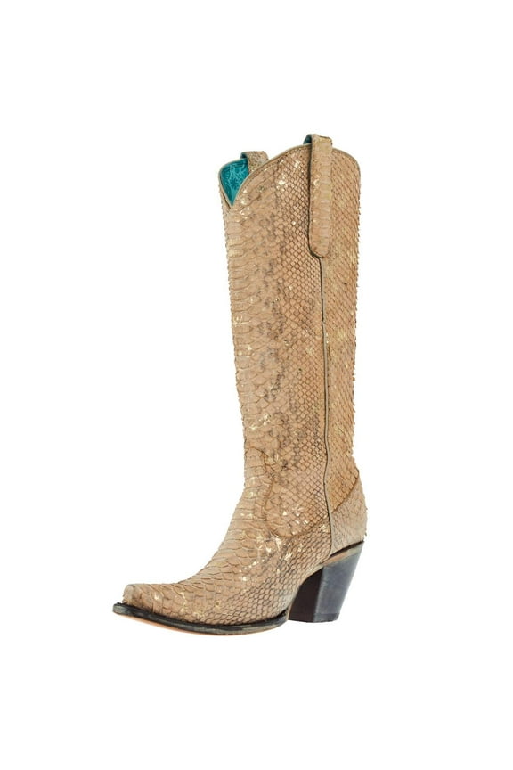 Corral Women's Full Exotic Python Tall Western Boot Snip Toe - A4295 8 M US