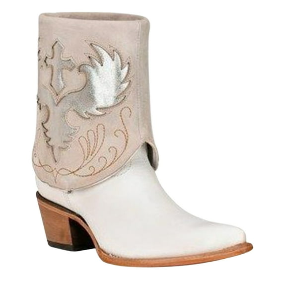 Corral Women's Lamb Wing And Cross Convertible Western Booties Snip Toe White 7 M  US
