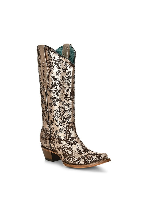 Corral Women's Laser Floral Western Boot Snip Toe - Z5083 7 M US