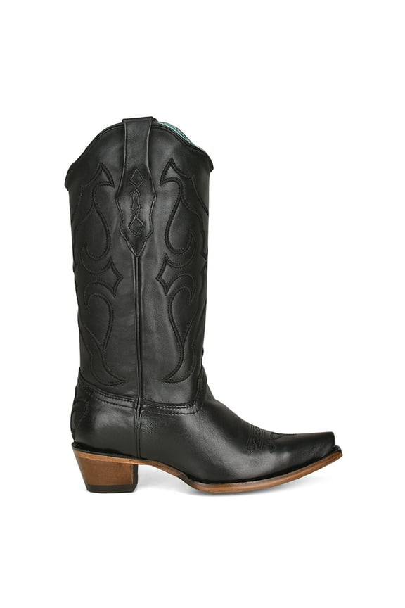 Womens Stitch Embroidered Snip Toe Cowboy  Mid Calf Boots