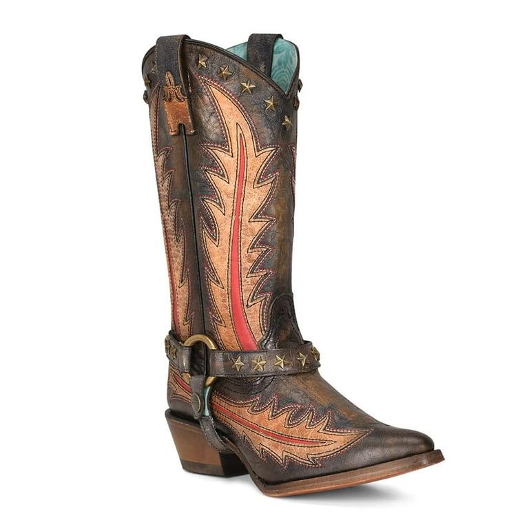 Corral Women s Star Studded and Harness Western Boot Pointed Toe